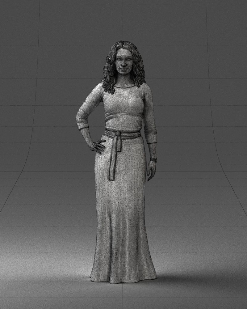 Woman in green dress 0078 3D Print Ready 3D print model_2