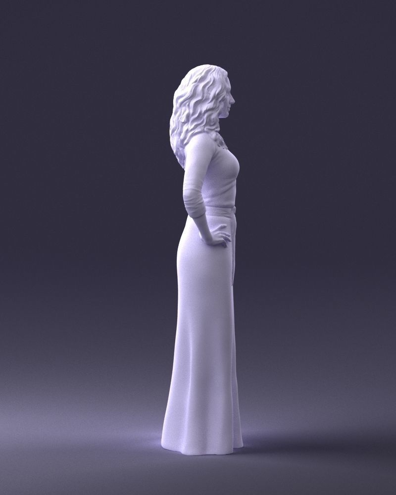 Woman in green dress 0078 3D Print Ready 3D print model_13