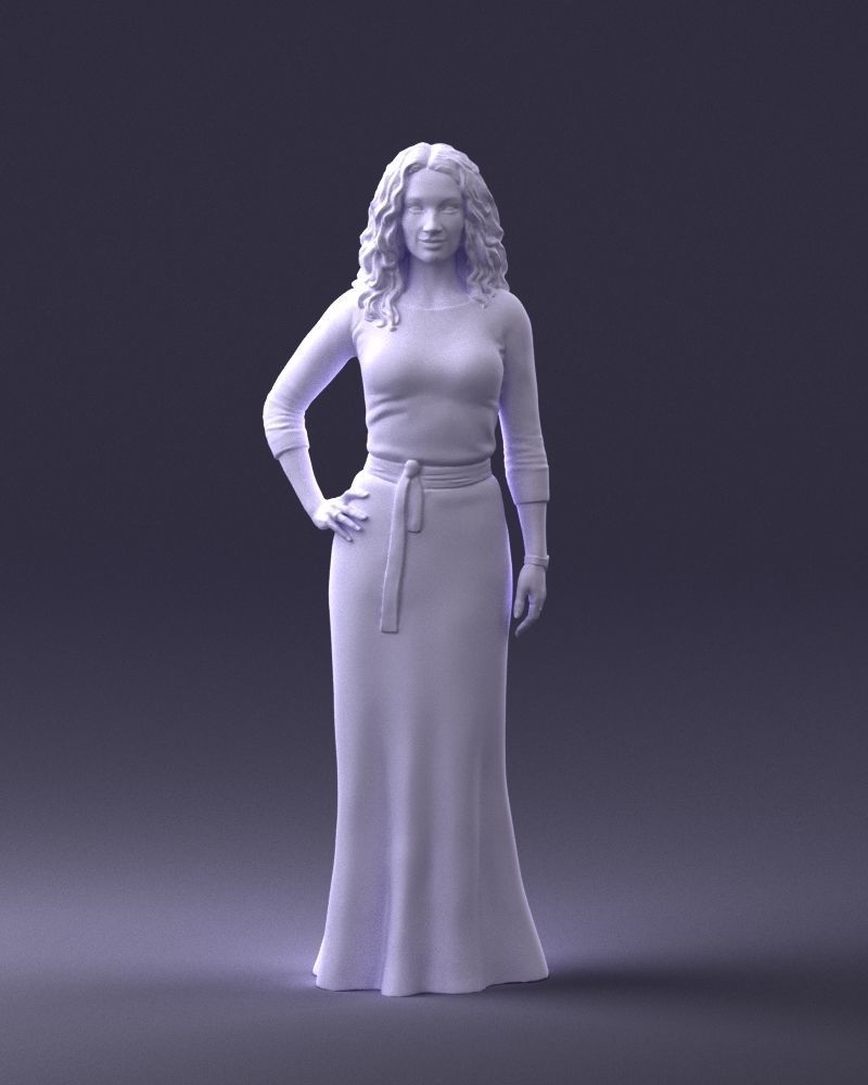 Woman in green dress 0078 3D Print Ready 3D print model_37