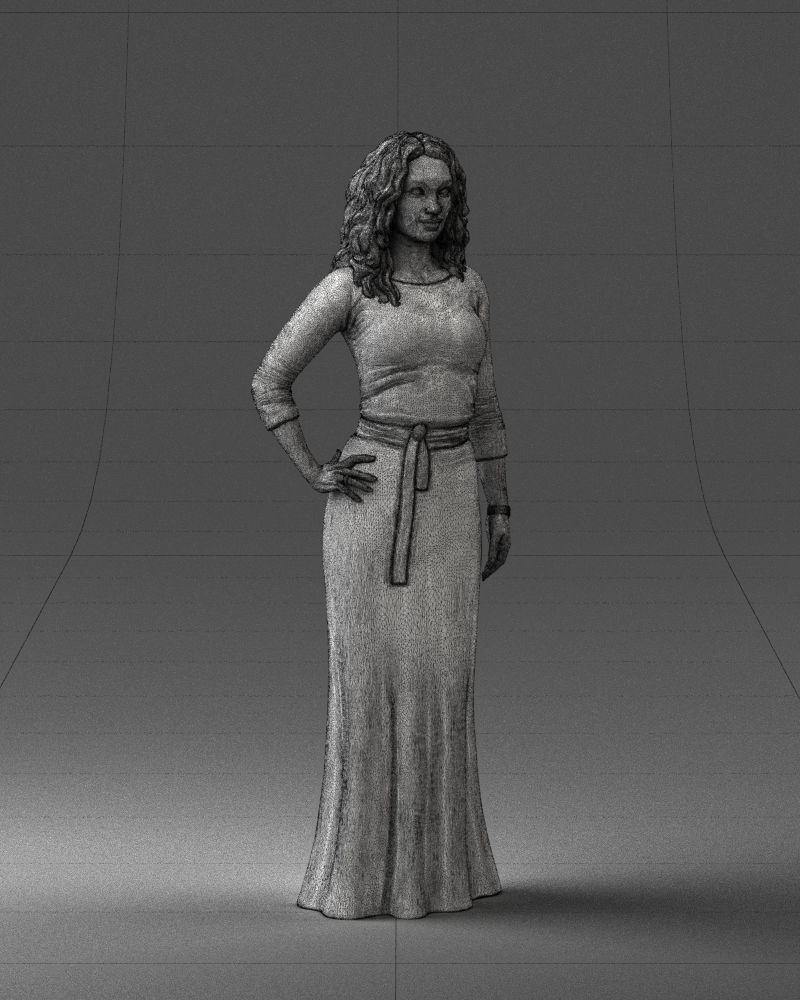 Woman in green dress 0078 3D Print Ready 3D print model_8