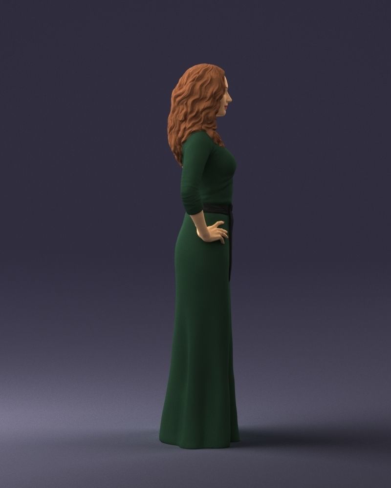 Woman in green dress 0078 3D Print Ready 3D print model_12