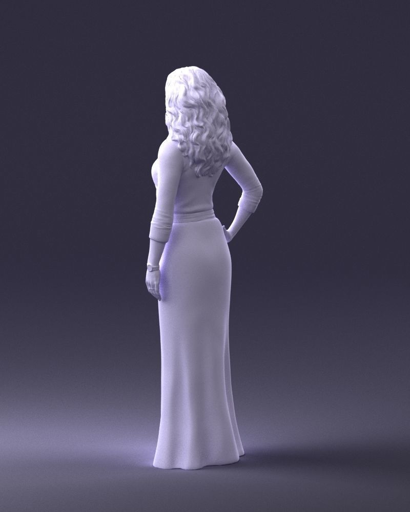 Woman in green dress 0078 3D Print Ready 3D print model_22