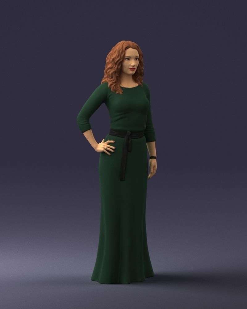 Woman in green dress 0078 3D Print Ready 3D print model_6