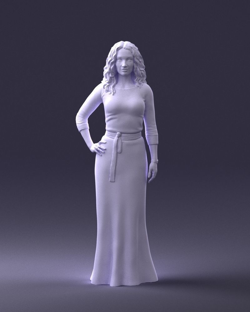 Woman in green dress 0078 3D Print Ready 3D print model_1