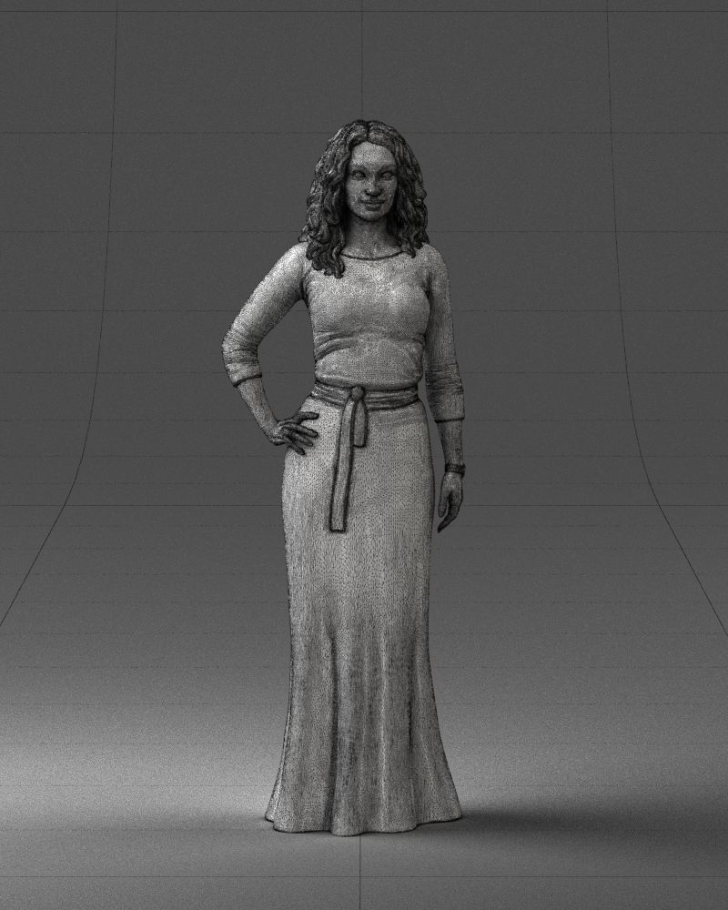 Woman in green dress 0078 3D Print Ready 3D print model_5