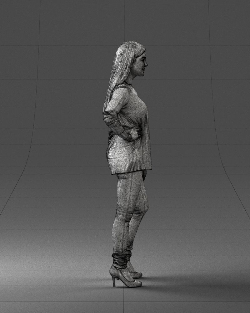 Woman in sweater 0073 3D model_14