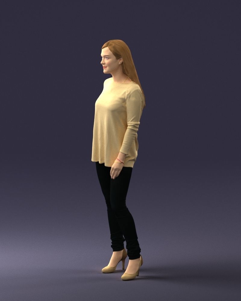 Woman in sweater 0073 3D model_27