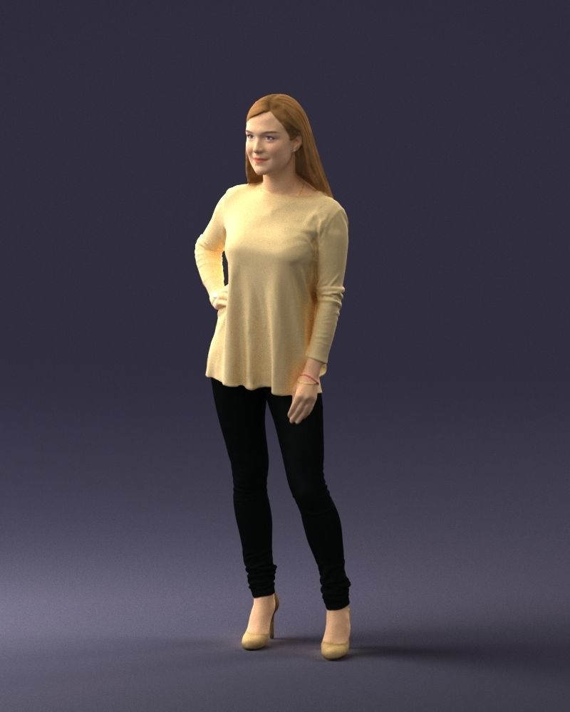Woman in sweater 0073 3D model_30