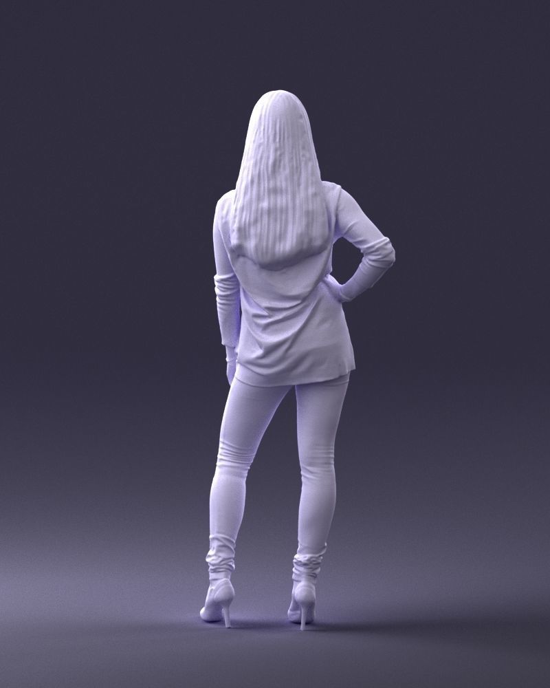 Woman in sweater 0073 3D model_19