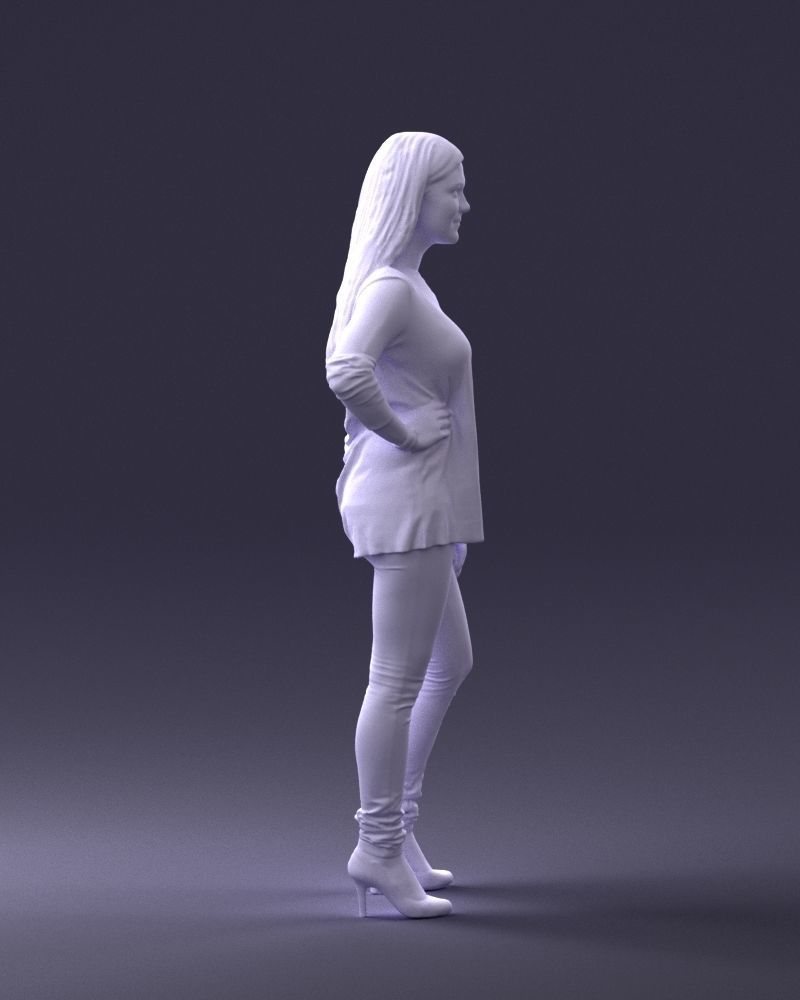 Woman in sweater 0073 3D model_13