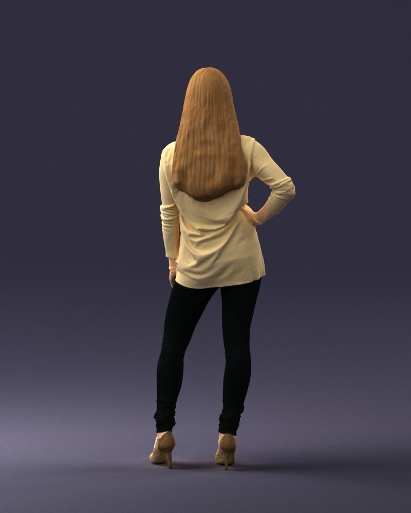 Woman in sweater 0073 3D model_18
