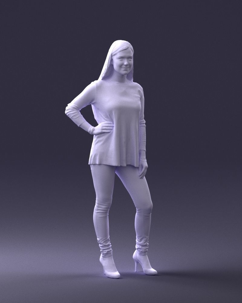 Woman in sweater 0073 3D model_7