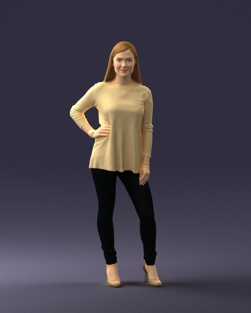 Woman in sweater 0073 3D model_3