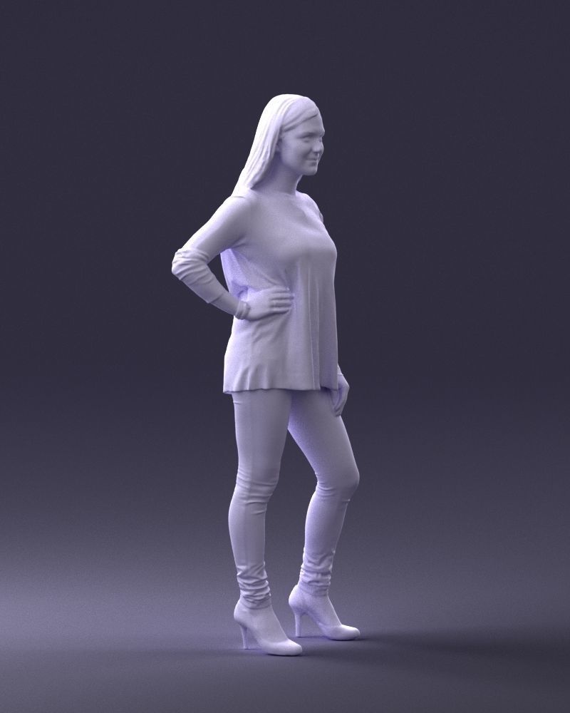 Woman in sweater 0073 3D model_10