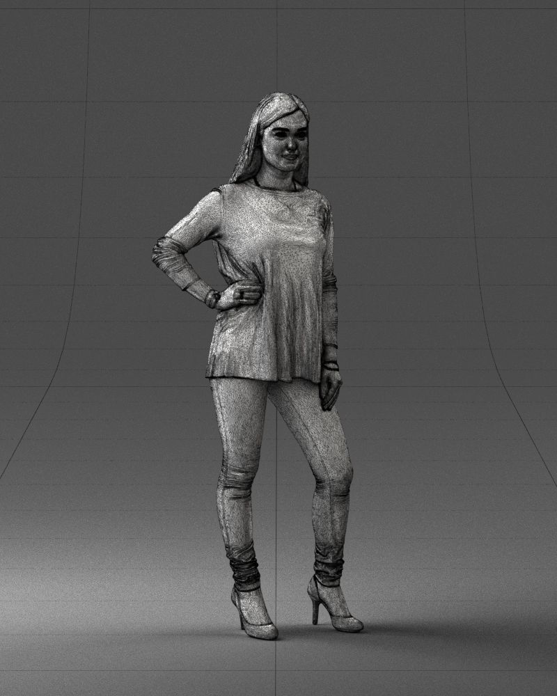 Woman in sweater 0073 3D model_8