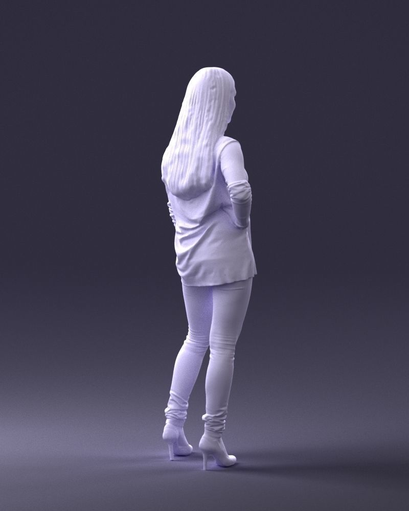 Woman in sweater 0073 3D model_16