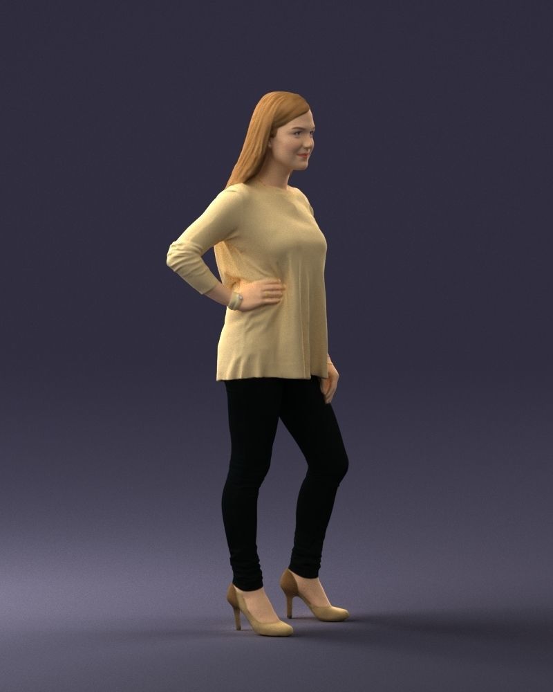 Woman in sweater 0073 3D model_9