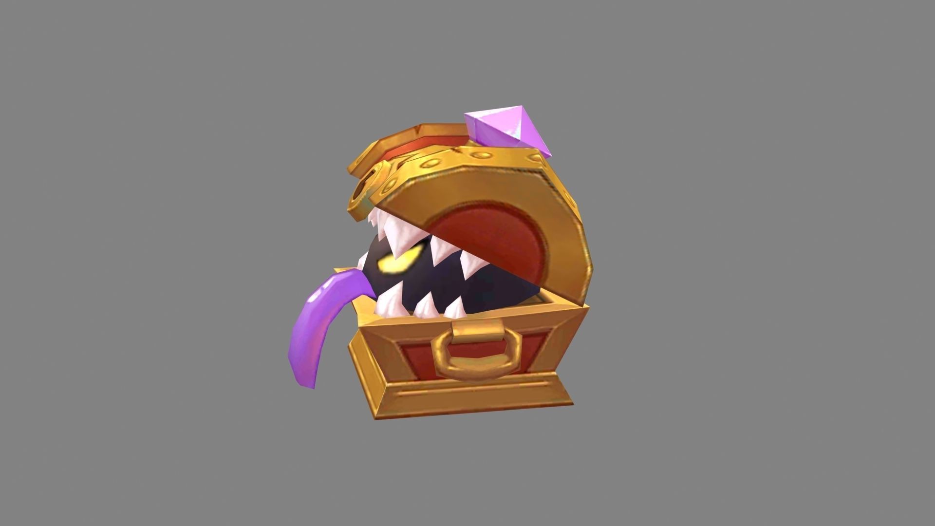 Cartoon treasure chest monster Low-poly 3D model_1