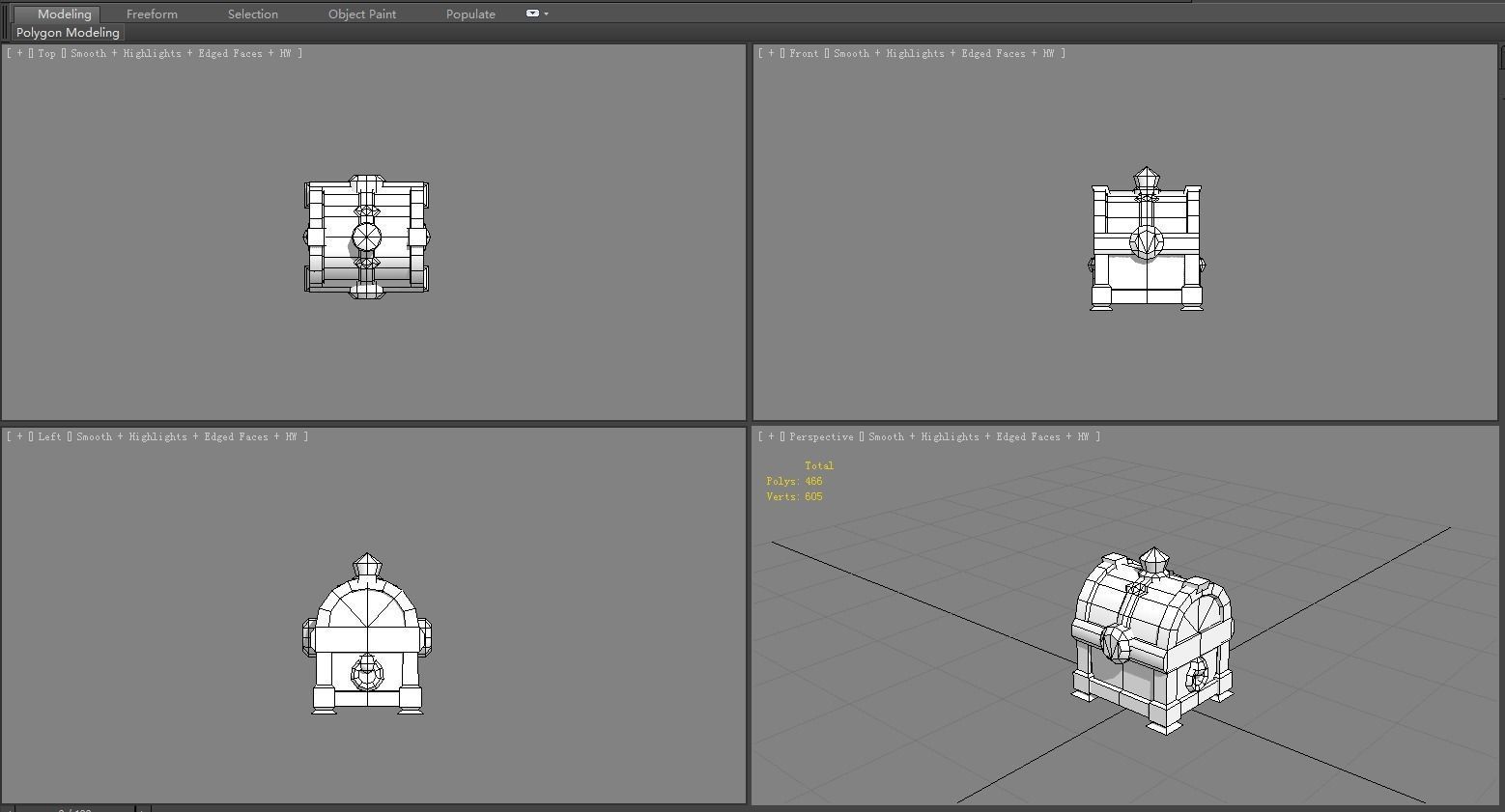 Cartoon amethyst treasure chest Low-poly 3D model_5