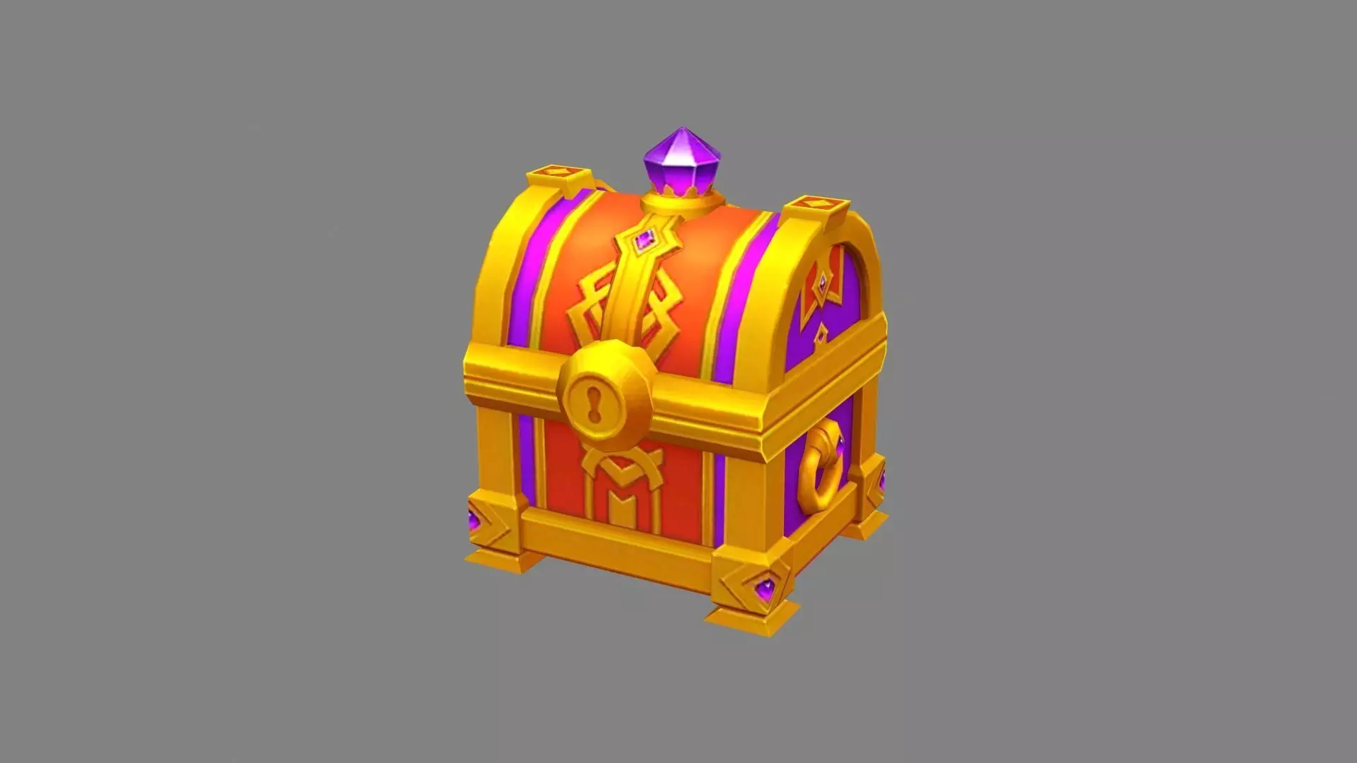 Cartoon amethyst treasure chest Low-poly 3D model_0
