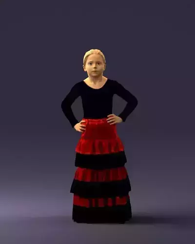 Little girl dancer in a bata de cola 0162 3D Print Ready 3D print model