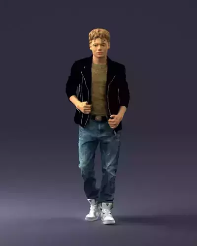 Stylish guy in jeans and black jacket 0170