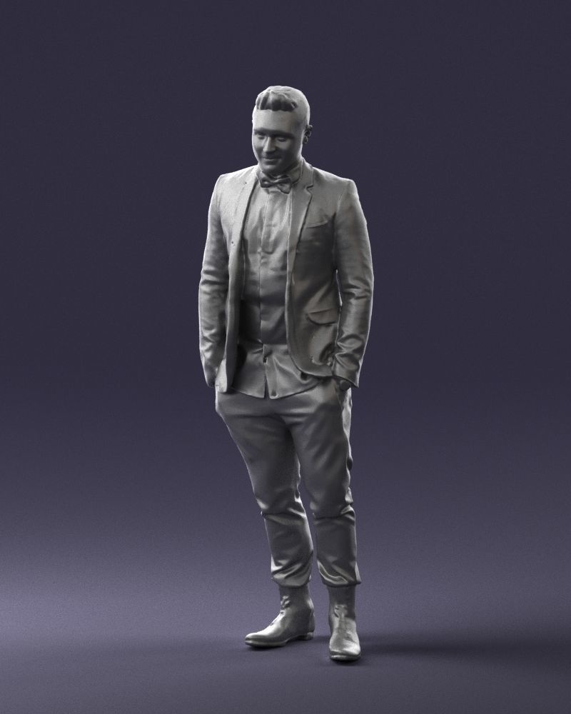 Man in a checked jacket and bow tie 0187 3D Print Ready 3D print model_31