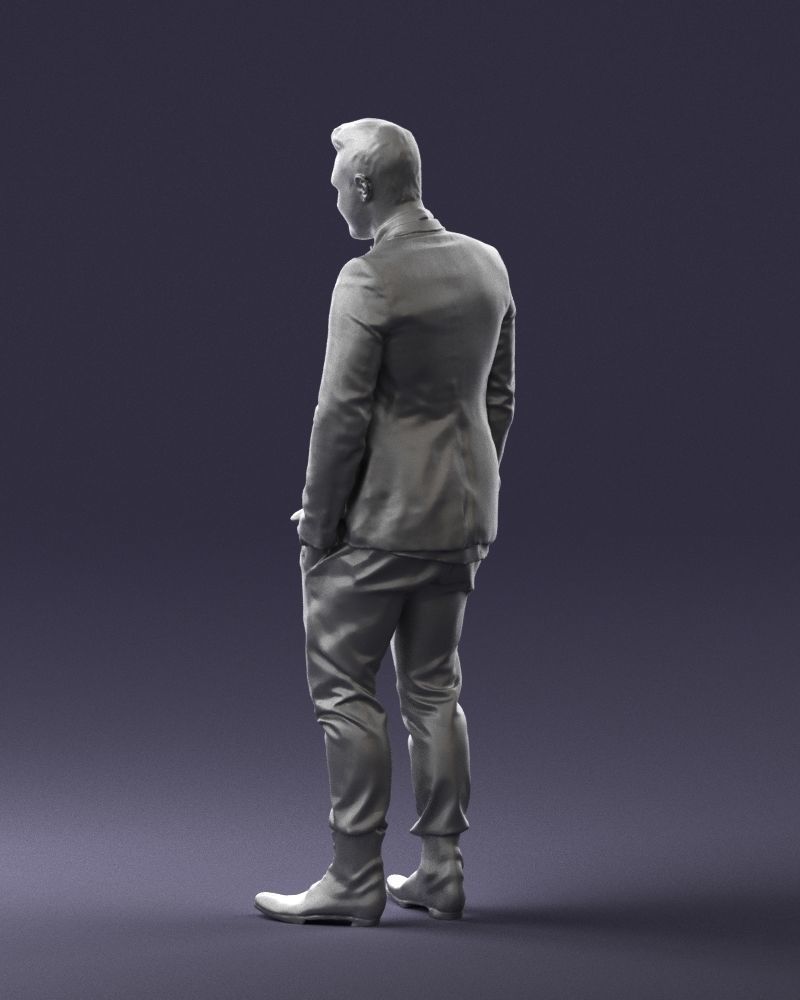 Man in a checked jacket and bow tie 0187 3D Print Ready 3D print model_22