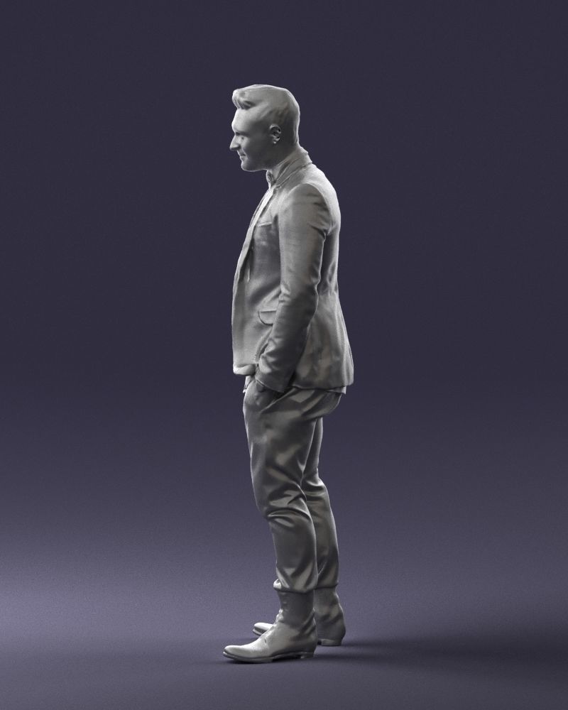Man in a checked jacket and bow tie 0187 3D Print Ready 3D print model_25