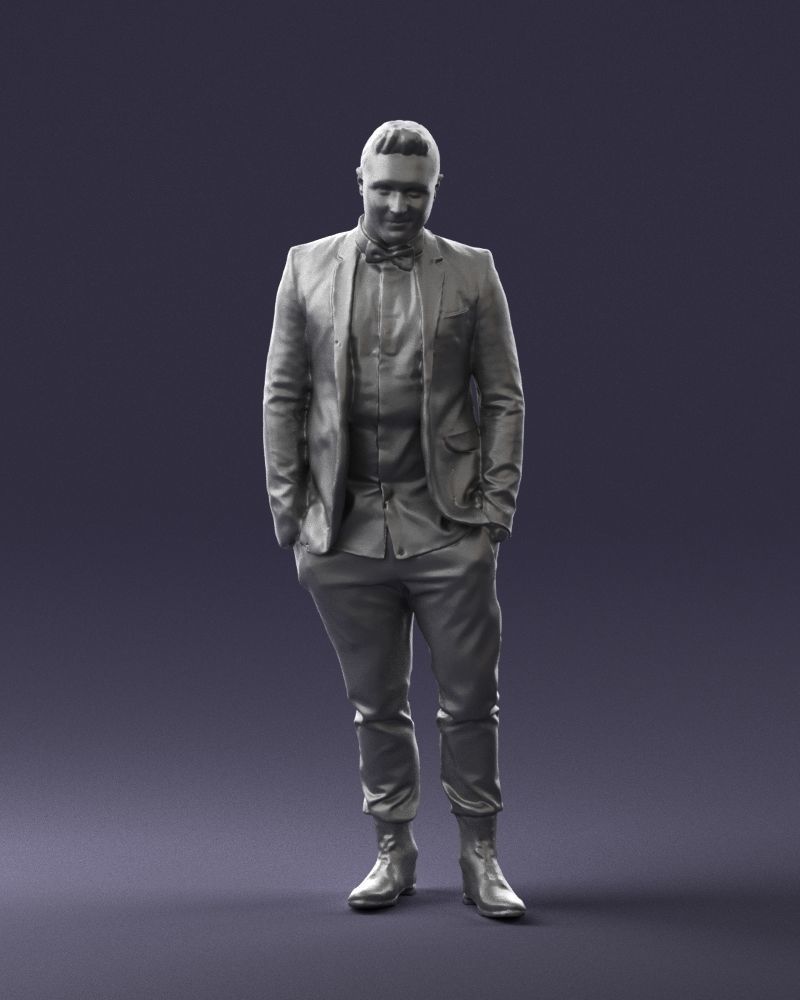 Man in a checked jacket and bow tie 0187 3D Print Ready 3D print model_34