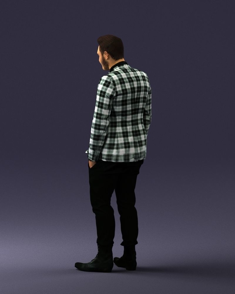 Man in a checked jacket and bow tie 0187 3D Print Ready 3D print model_21