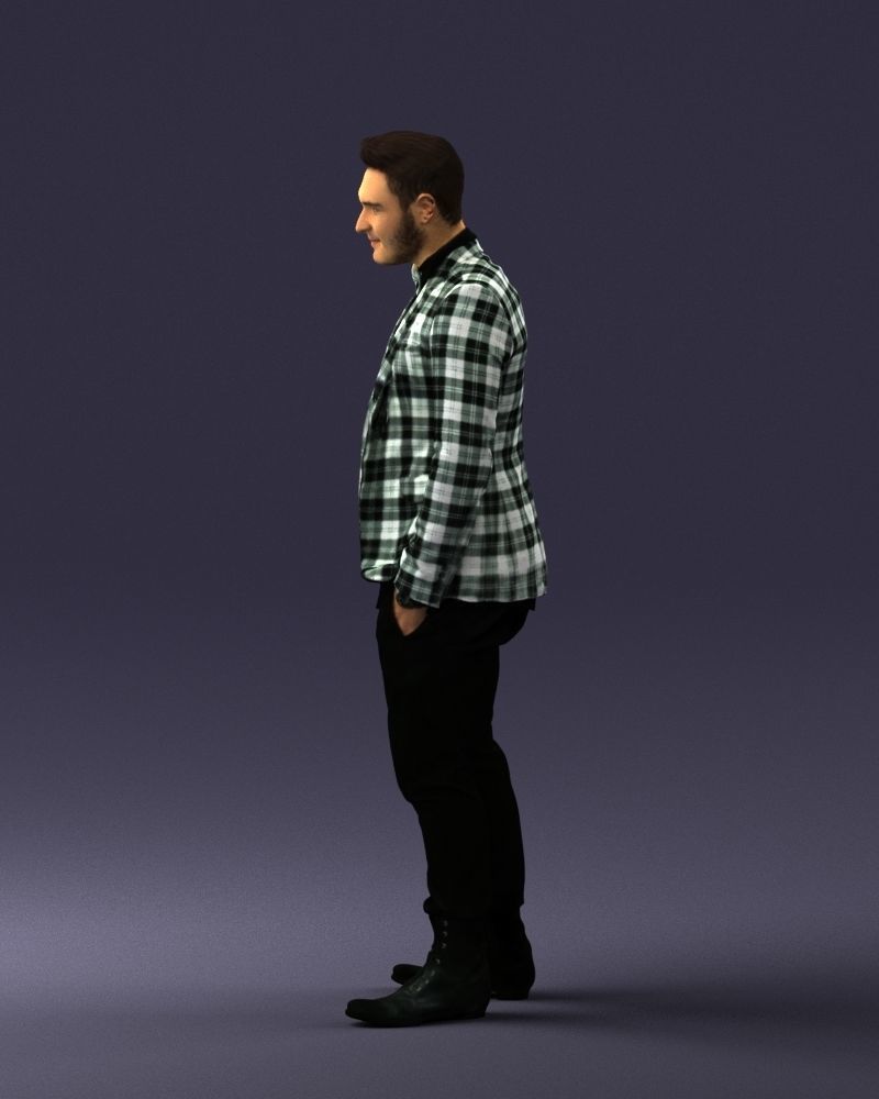 Man in a checked jacket and bow tie 0187 3D Print Ready 3D print model_24