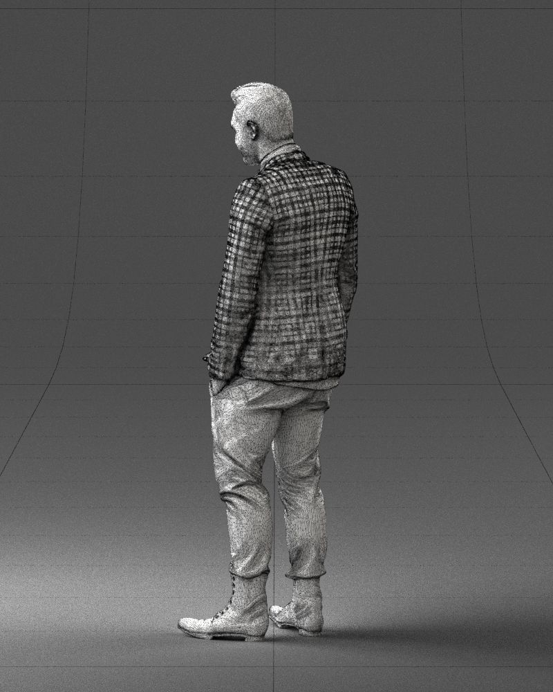 Man in a checked jacket and bow tie 0187 3D Print Ready 3D print model_23