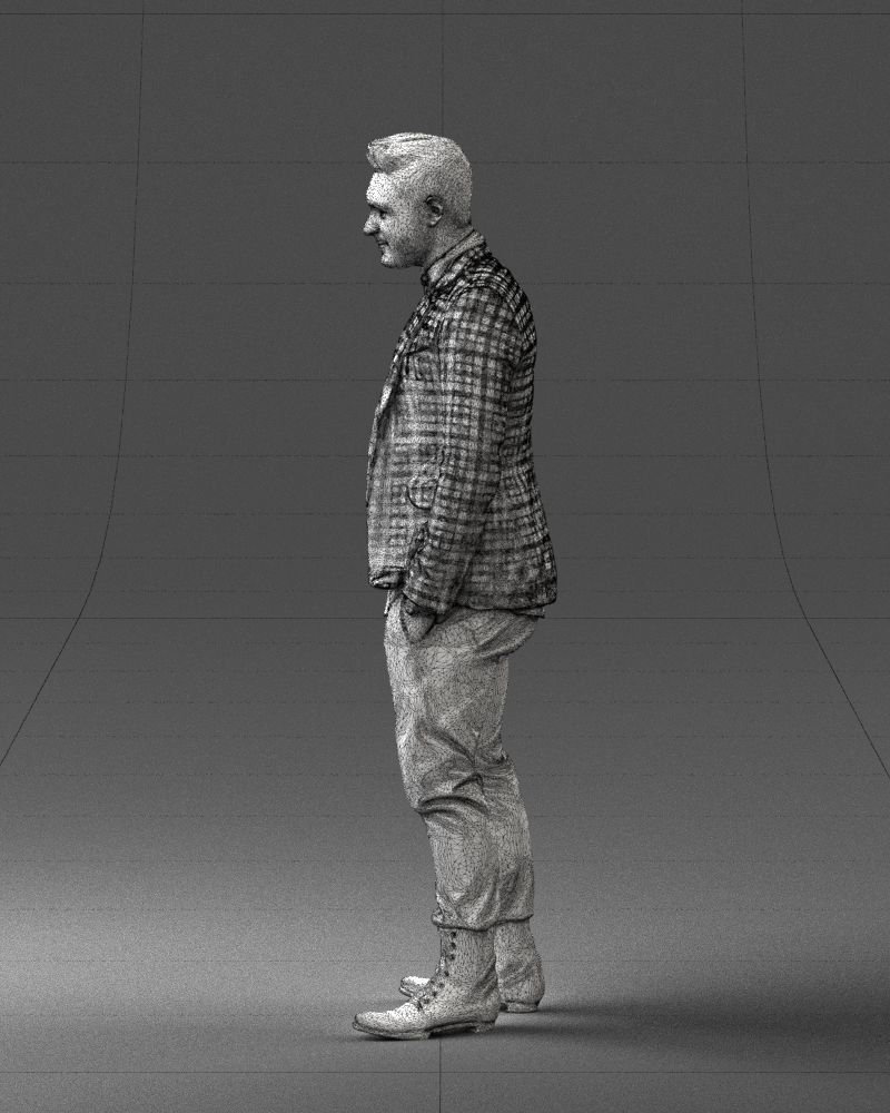 Man in a checked jacket and bow tie 0187 3D Print Ready 3D print model_26