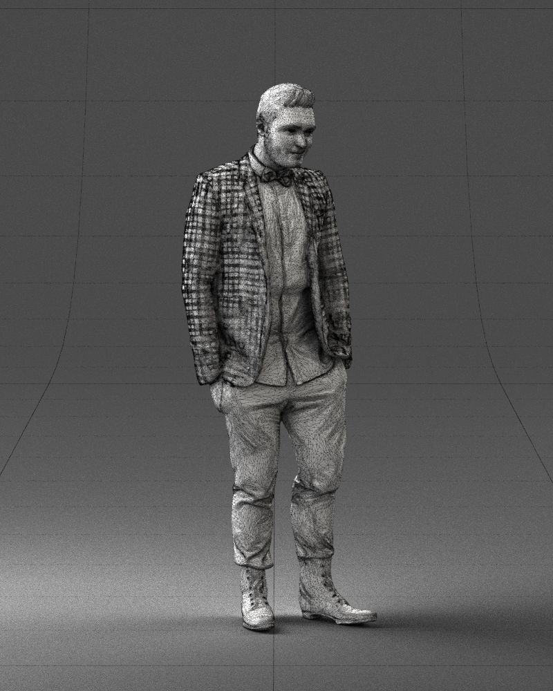 Man in a checked jacket and bow tie 0187 3D Print Ready 3D print model_8
