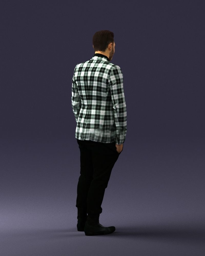 Man in a checked jacket and bow tie 0187 3D Print Ready 3D print model_15