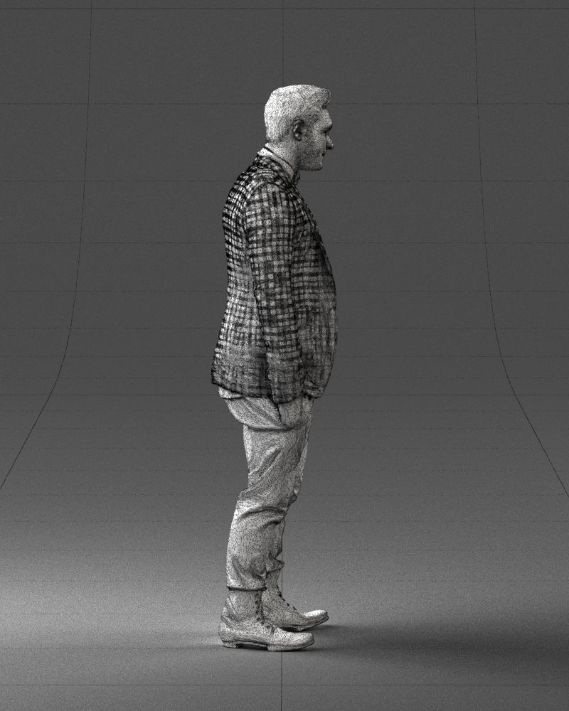 Man in a checked jacket and bow tie 0187 3D Print Ready 3D print model_14