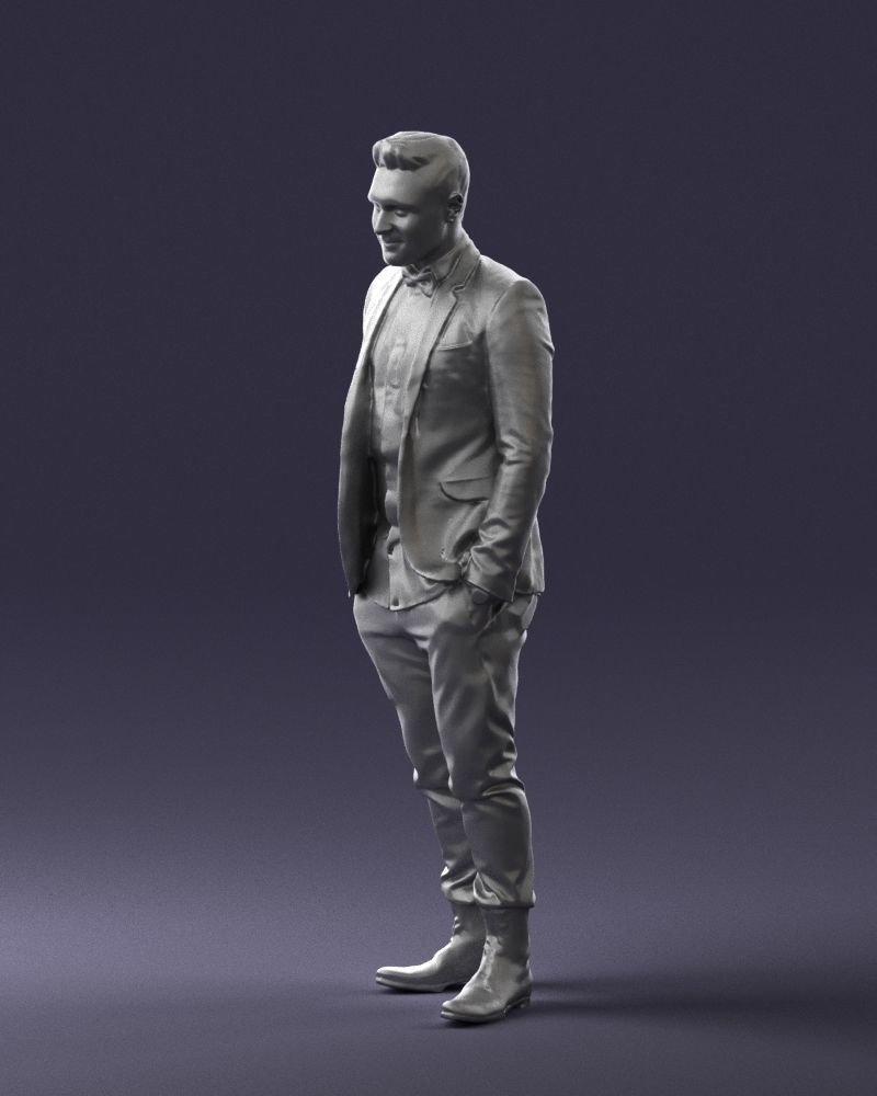 Man in a checked jacket and bow tie 0187 3D Print Ready 3D print model_28