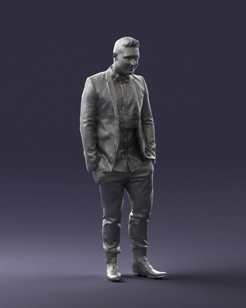 Man in a checked jacket and bow tie 0187 3D Print Ready 3D print model_7