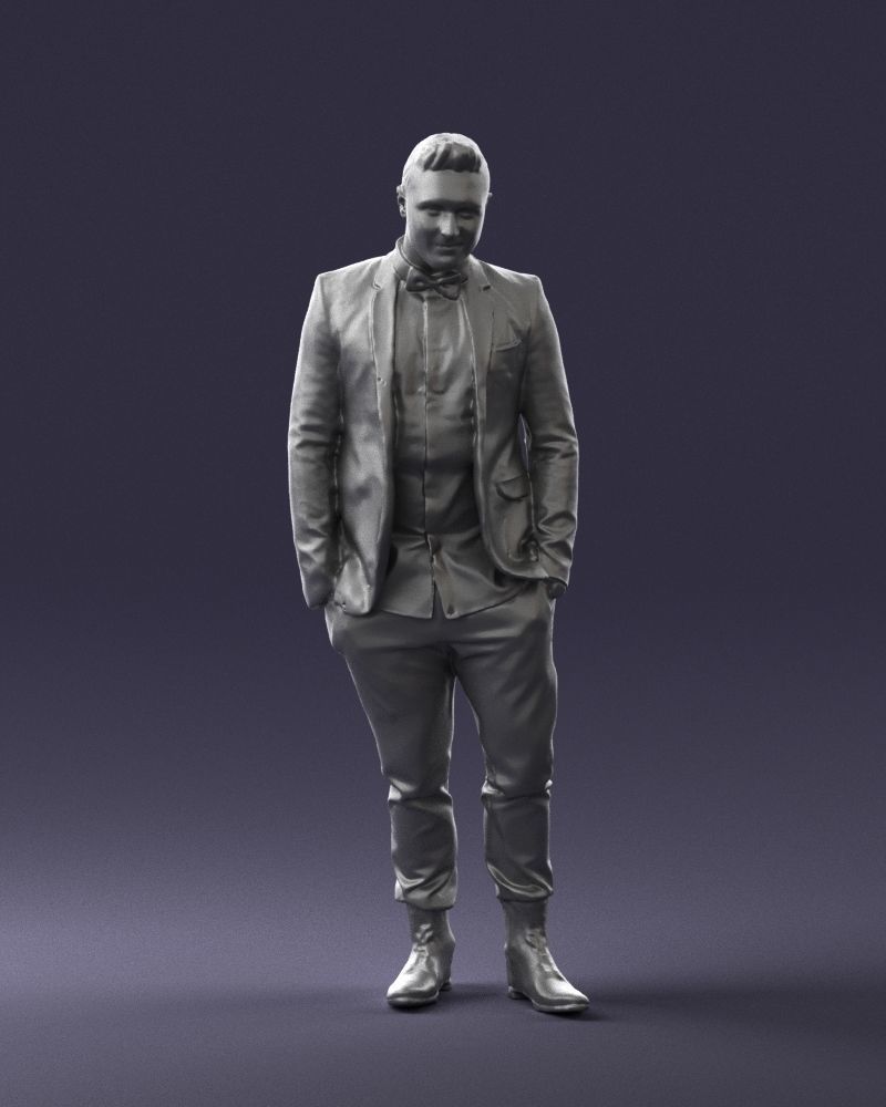 Man in a checked jacket and bow tie 0187 3D Print Ready 3D print model_37