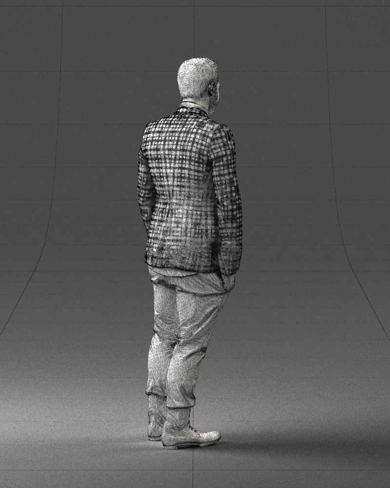 Man in a checked jacket and bow tie 0187 3D Print Ready 3D print model_17