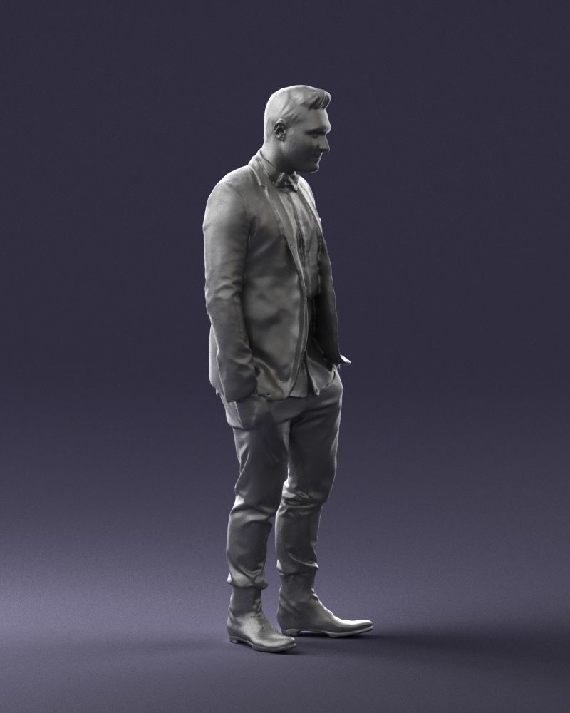 Man in a checked jacket and bow tie 0187 3D Print Ready 3D print model_10