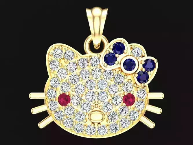 Kitty pendant - Cat pendant - N734