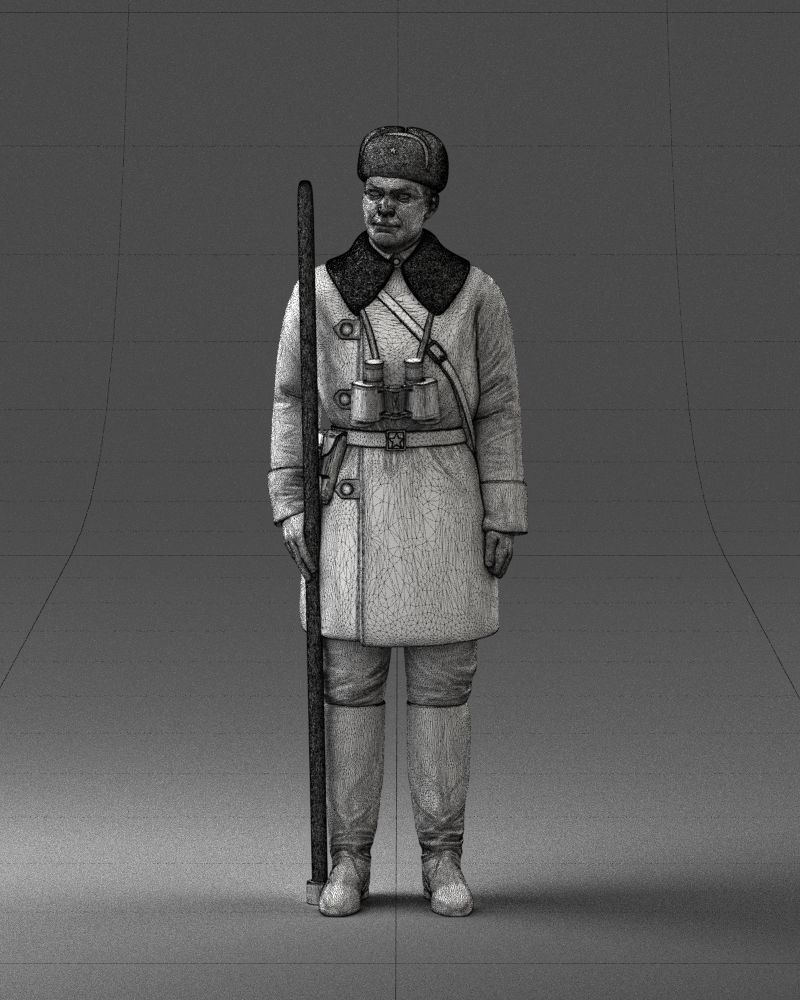 000108 Soviet Guard Soldier in Winter Uniform 0116 3dp 3D print model_1