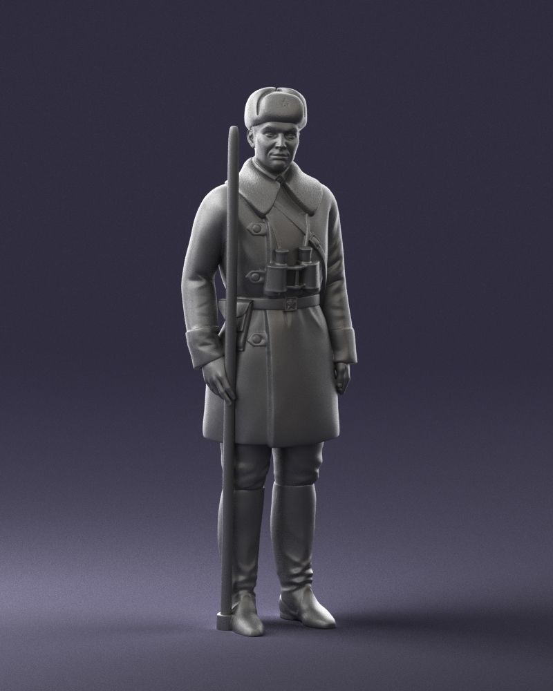 000108 Soviet Guard Soldier in Winter Uniform 0116 3dp 3D print model_4