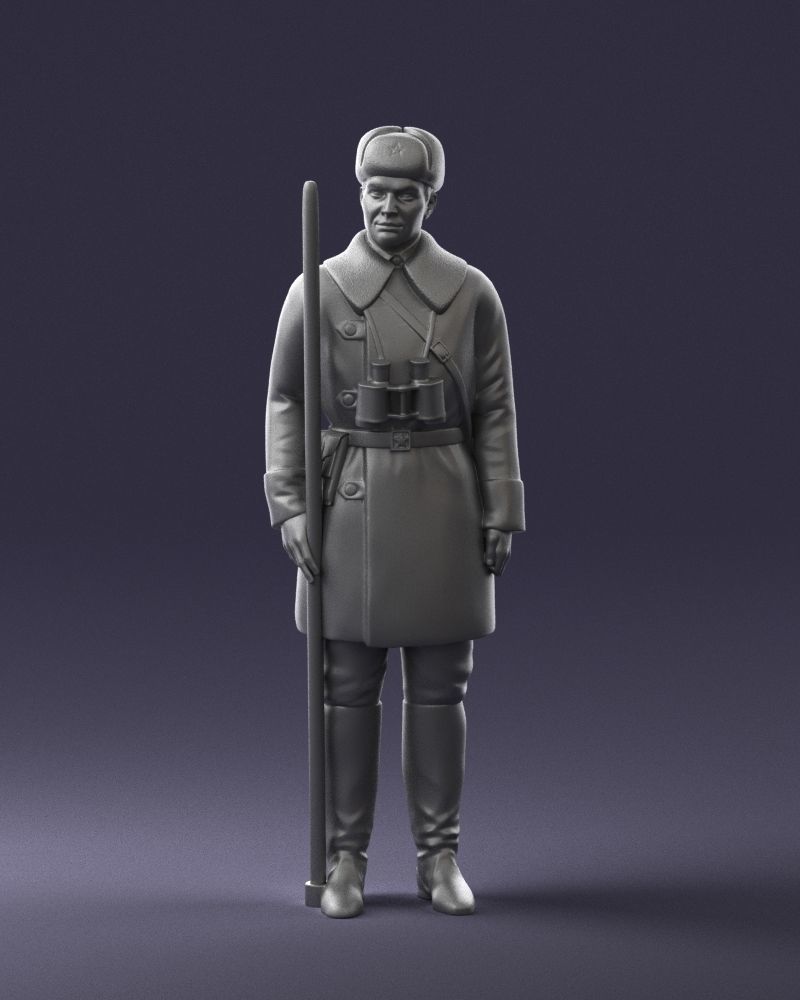 000108 Soviet Guard Soldier in Winter Uniform 0116 3dp 3D print model_2