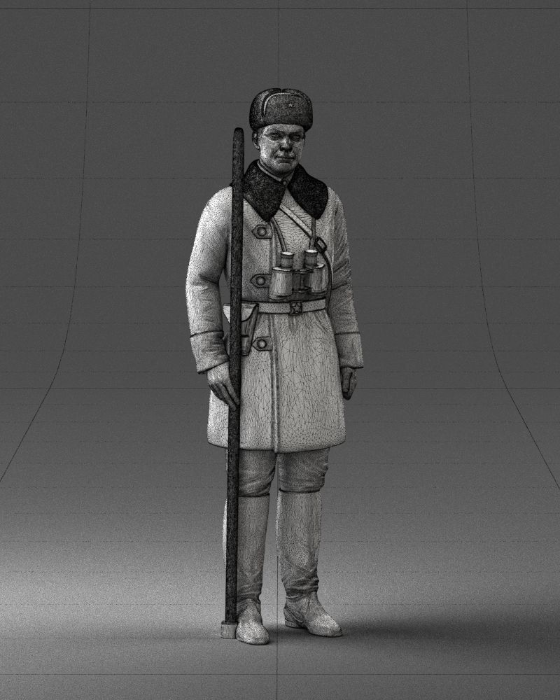 000108 Soviet Guard Soldier in Winter Uniform 0116 3dp 3D print model_5