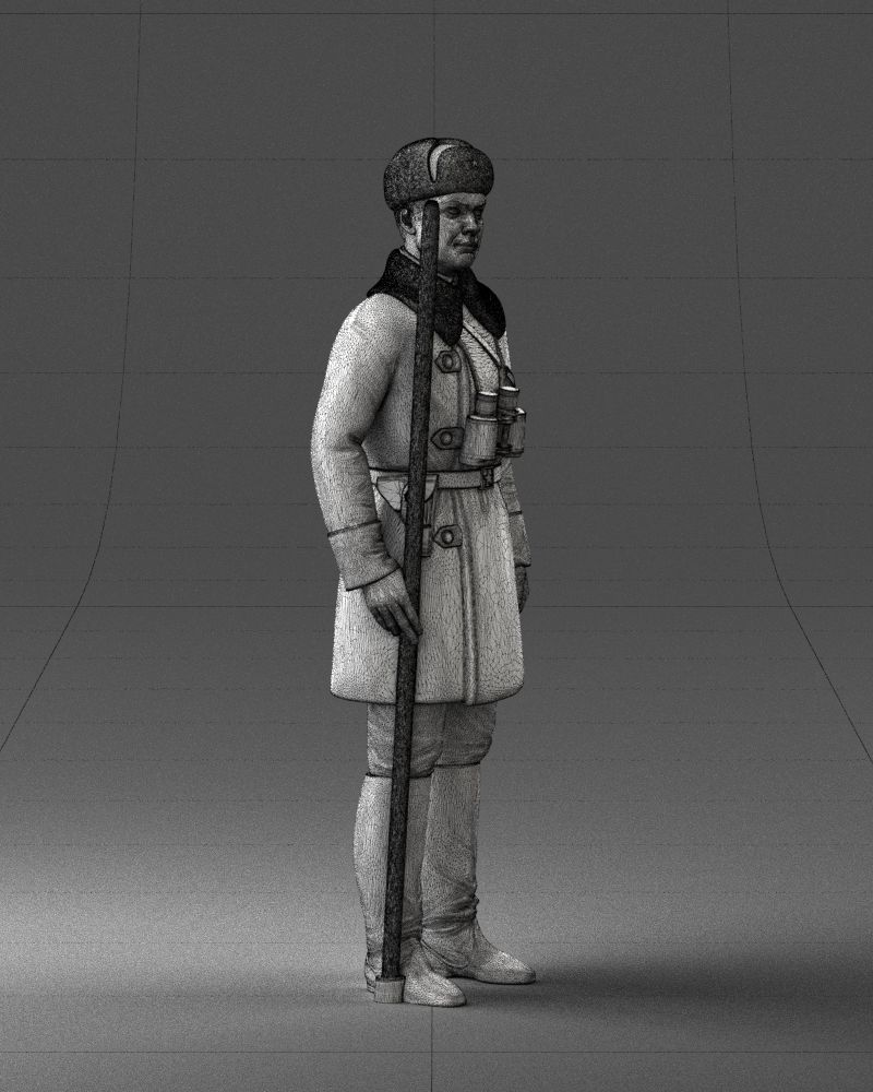 000108 Soviet Guard Soldier in Winter Uniform 0116 3dp 3D print model_7