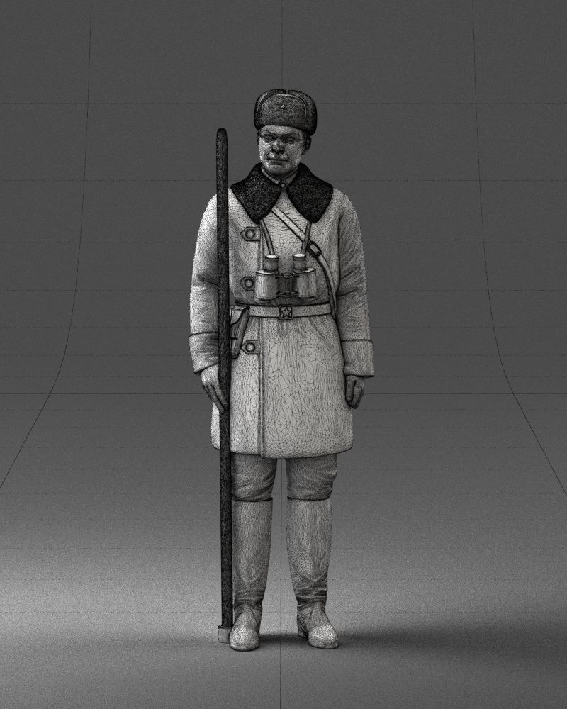 000108 Soviet Guard Soldier in Winter Uniform 0116 3dp 3D print model_3