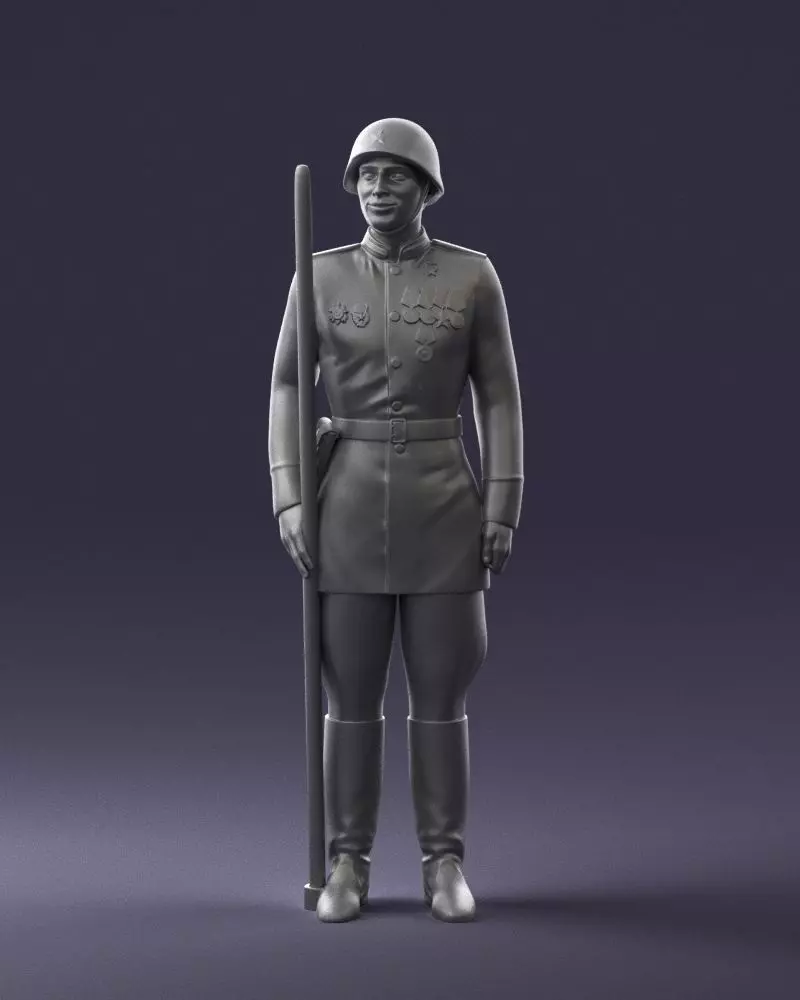 000110 Smiling Soviet Heroic Soldier in Parade Stance 0116 3dp 3D print model